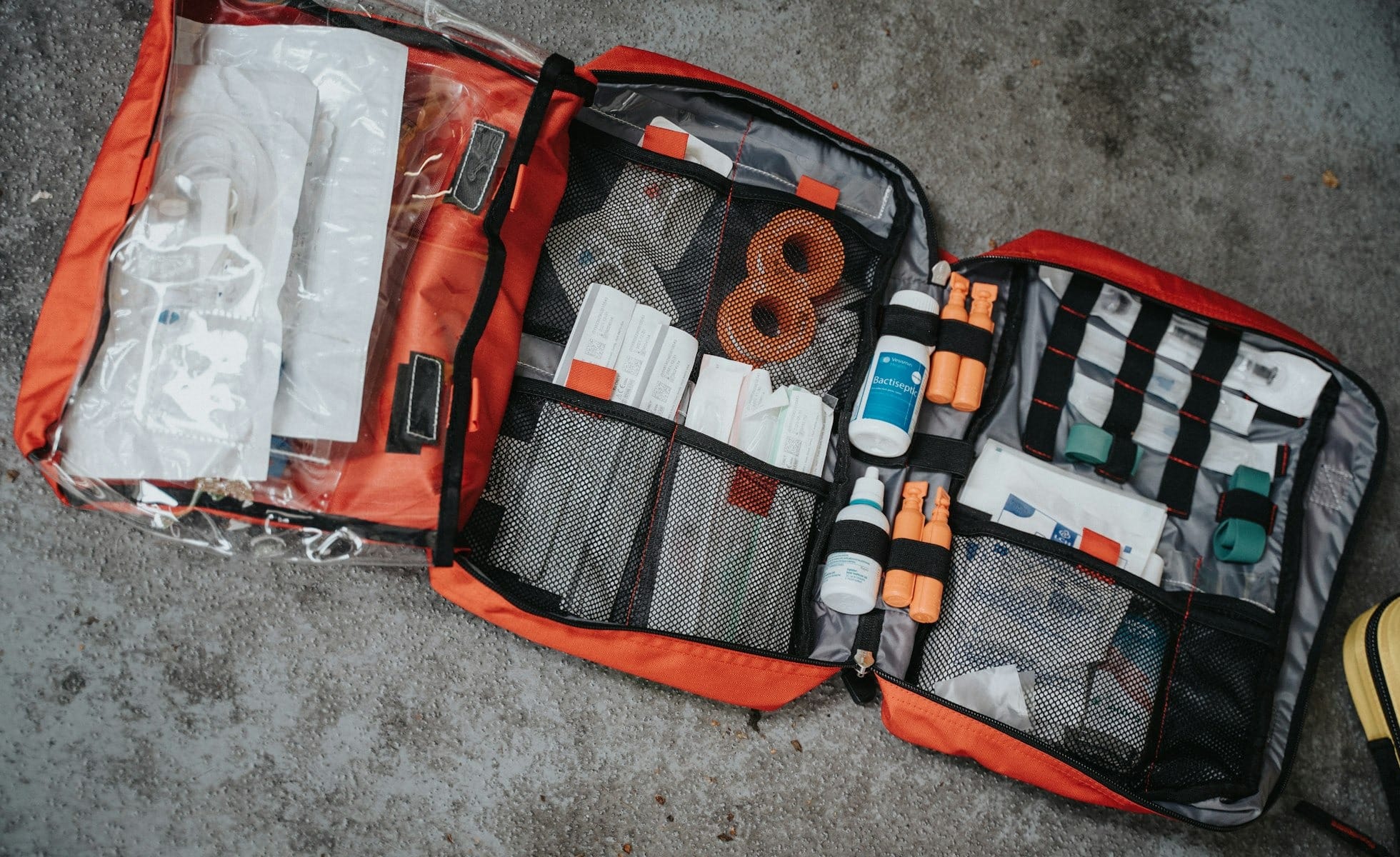 orange white and black bag