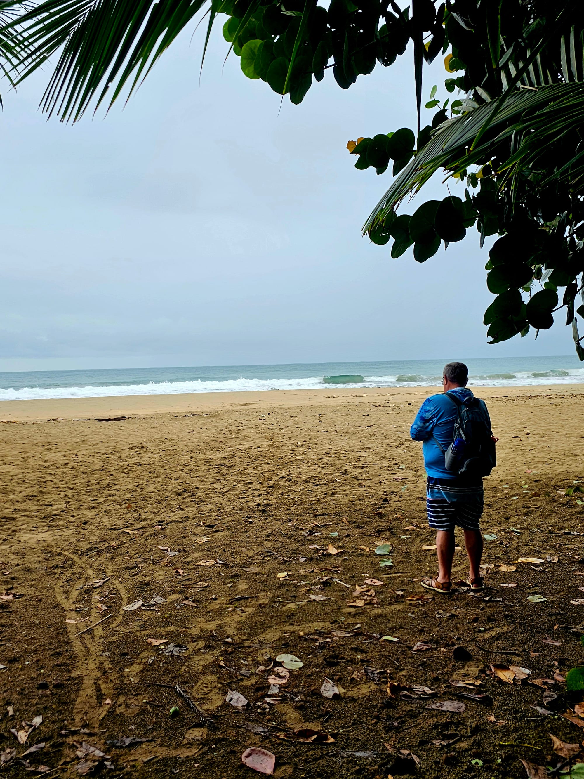 A quiet moment on the Caribbean coast, watching the surf roll in.