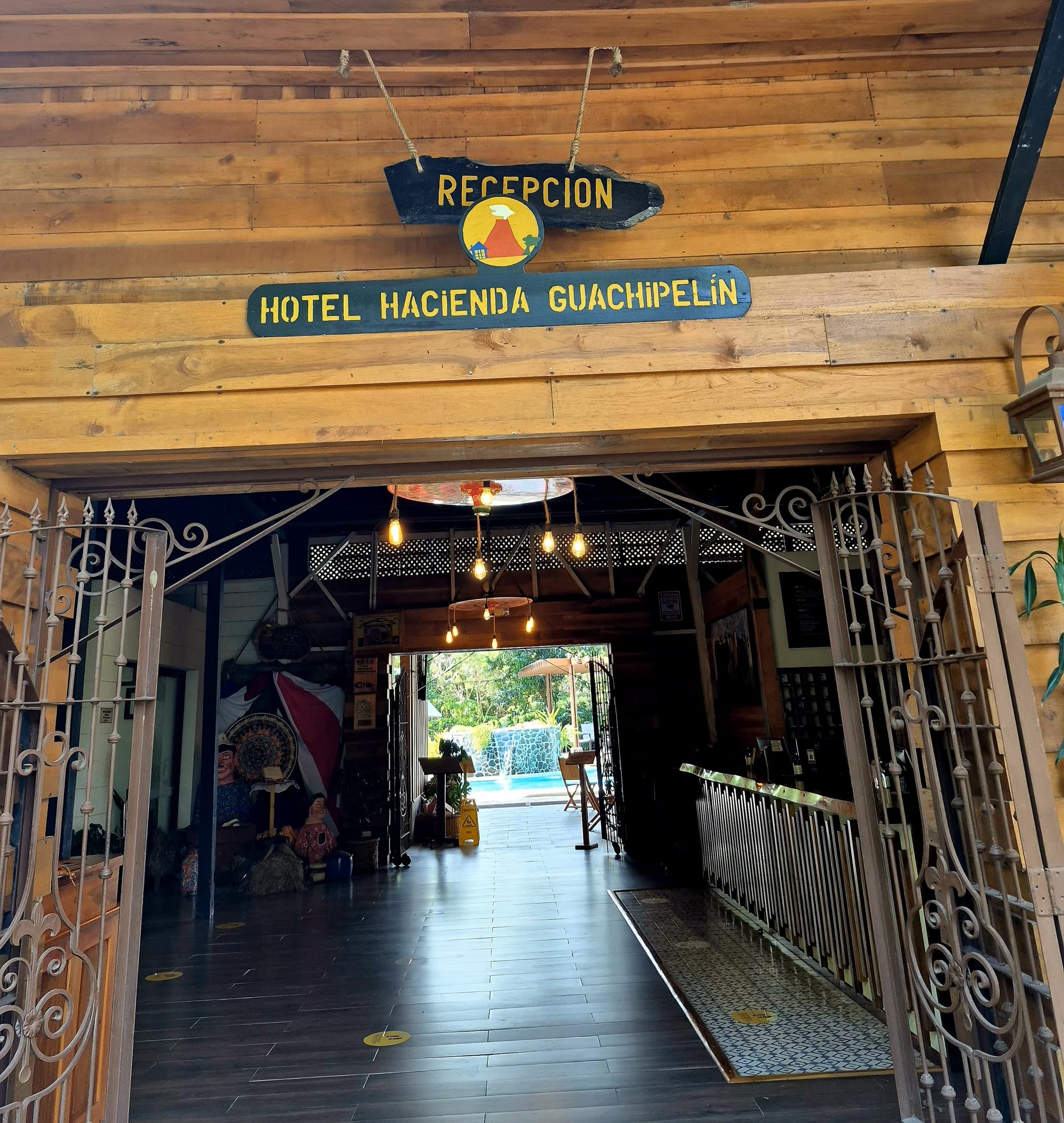 Reception at Hotel Hacienda Guachipelín — our base for exploring Rincón de la Vieja.