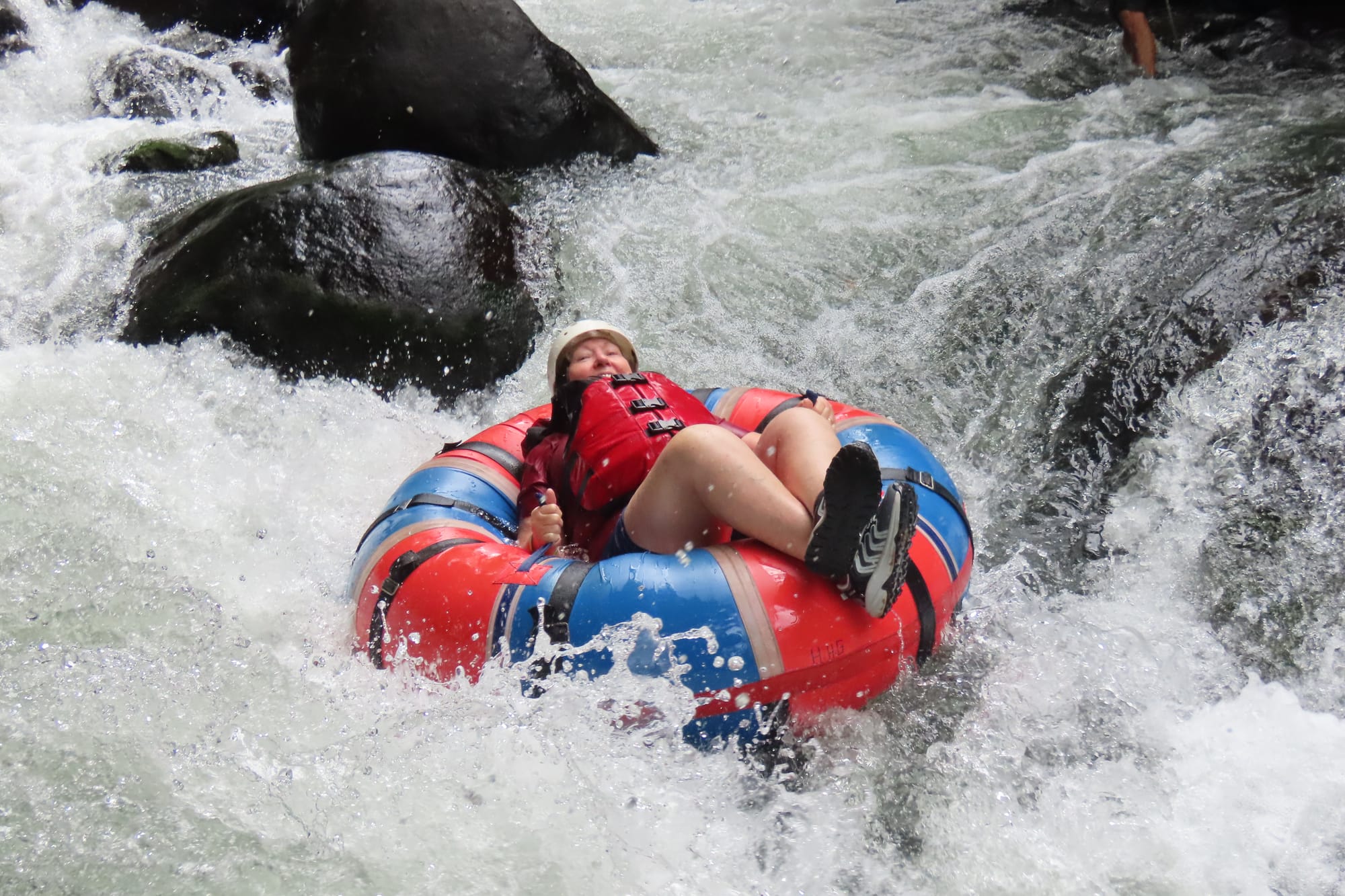 Río Negro river tubing — spinning, bumping, and going wherever the current decided.