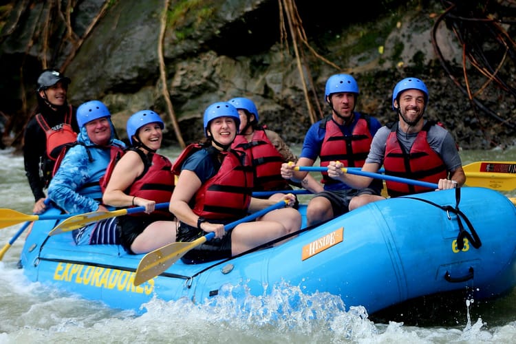 Whitewater rafting in Costa Rica — teamwork, adrenaline, and just enough chaos to keep it interesting. Cold water, fast current, and big smiles all the way through the canyon.