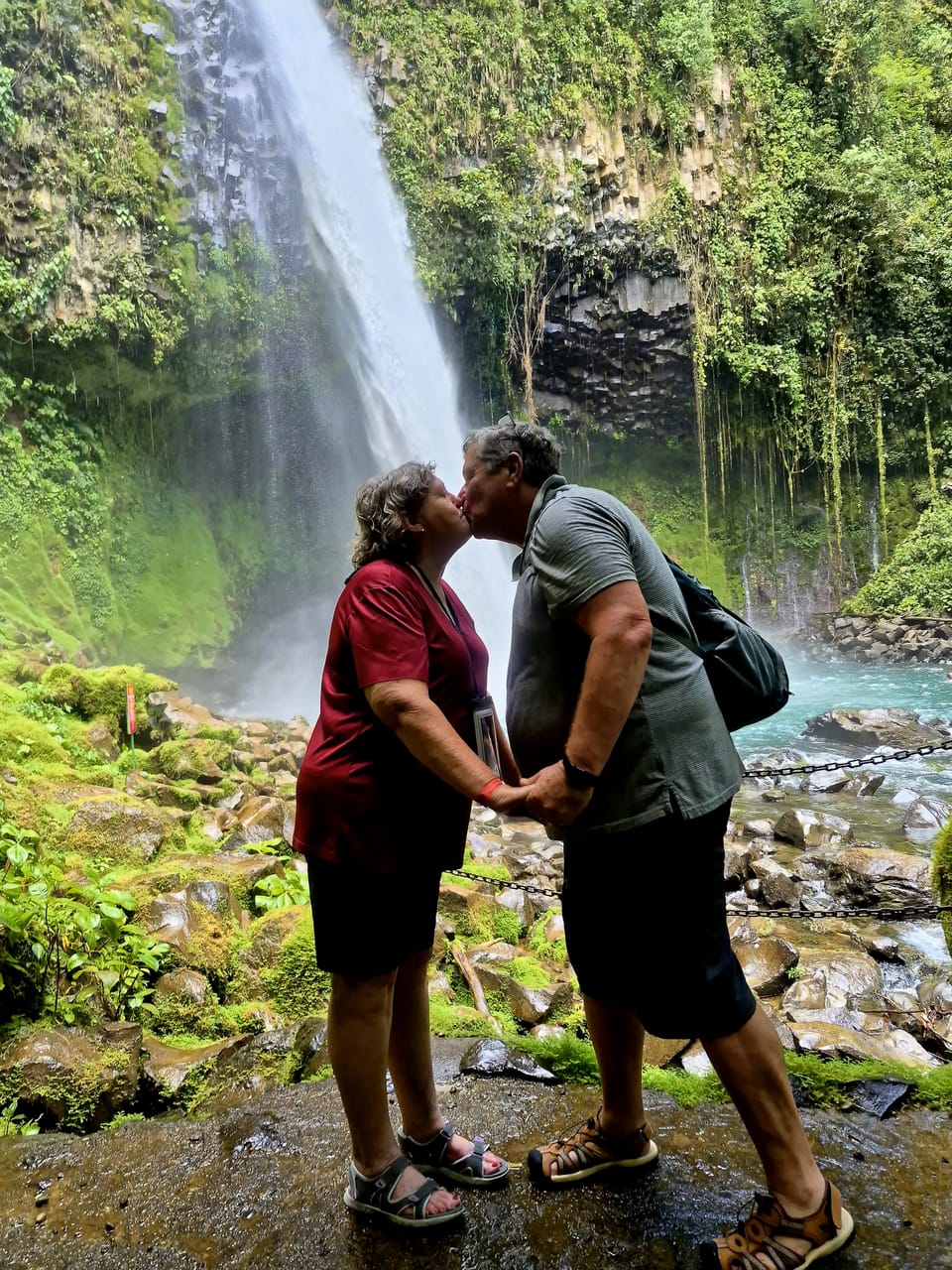 A tender moment at the waterfall.